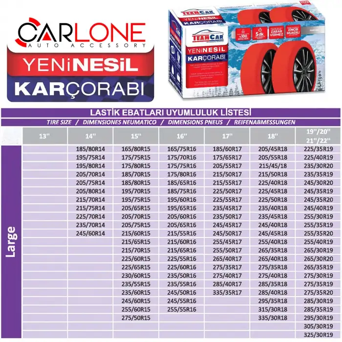 Kar Çorabı Large Beden- C.Active Series - Zincire Gerek Yok.! - Aynı Gün Kargo