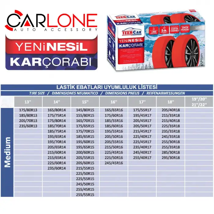 Kar Çorabı  Medium Beden- C.Active Series - Zincire Gerek Yok.! - Aynı Gün Kargo