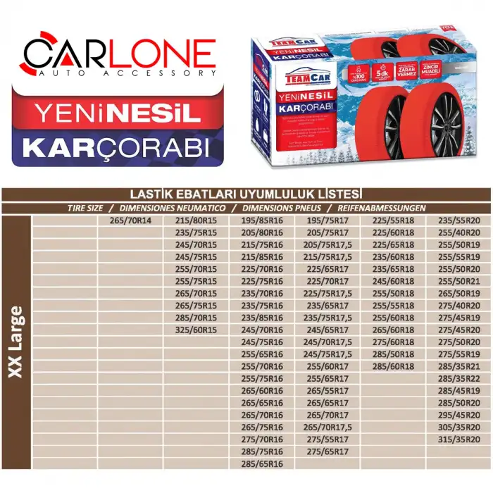 Kar Çorabı XXLarge Beden- C.Active Series - Zincire Gerek Yok.! - Aynı Gün Kargo