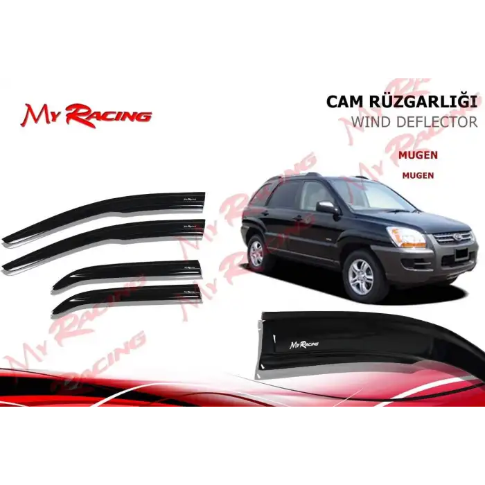 Kia Sportage 2003-2009 4lü Mugen Sport Cam Rüzgarlğı / Carlone / A+ Ürün