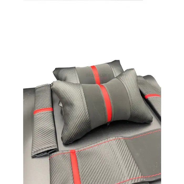 KIRMIZI ÇİZGİLİ DERİ LÜX YASTIK SETİ