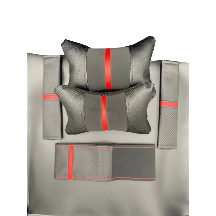 KIRMIZI ÇİZGİLİ DERİ LÜX YASTIK SETİ