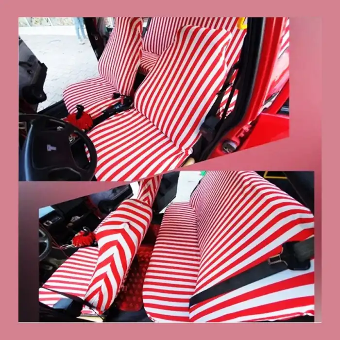 Kırmızı Çizgili Servis Kılıfı - Zebra Desen Servis Kılıfı