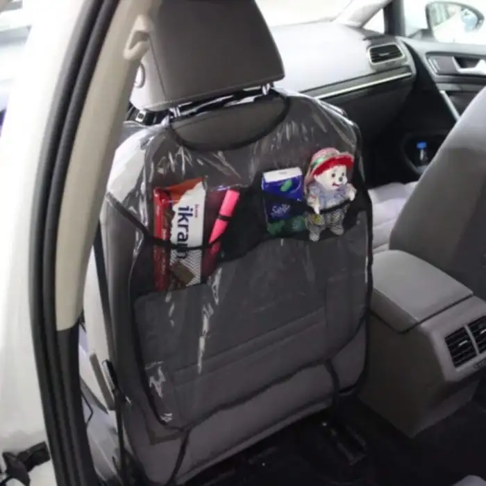 Koltuk Arkası Koruyucu Şeffaf Tasarım Organizerli Ürün A+ Malzeme