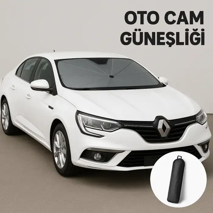 Megane 4 Uyumlu Oto Ön Cam Şemsiye Güneşlik – Katlanabilir UV ve Isı Koruyucu Güneş Perdesi