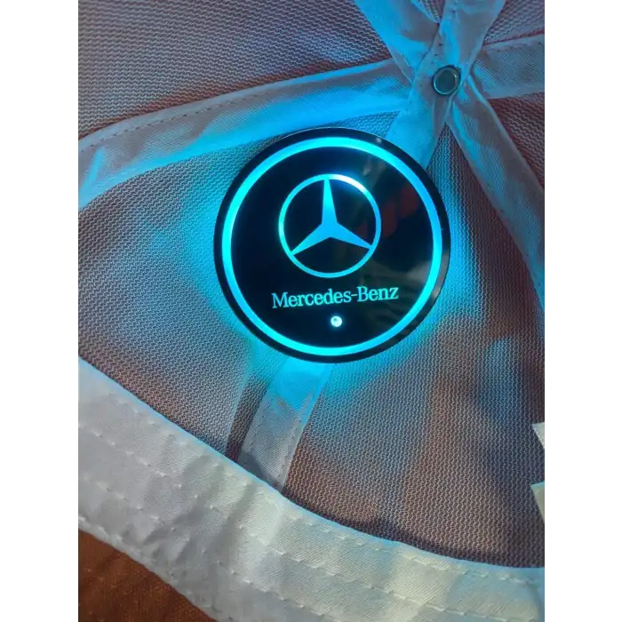 Mercedes Ledli Işıklı Bardaklık Altı - Usb Şarjlı - RGB Modlu -