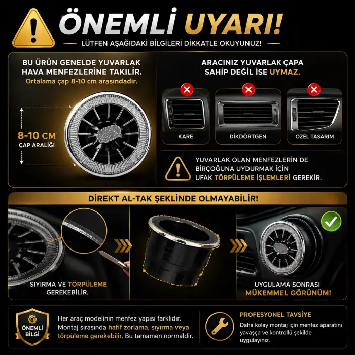 Vip Premium Model Klima Menfezi Izgarası ÇAPI 9-10CM (1 ADET)