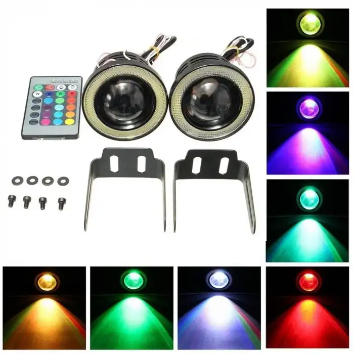 Mercekli Sis Lambası Angel Uzaktan Kumandalı Renk Değiştiren Model 76MM