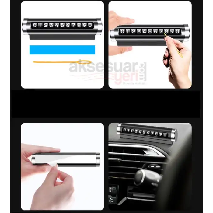 Metal Araç Numaratör - Park Tel Siyah Renk - 1.Sınıf İthal Ürün - Numaralı