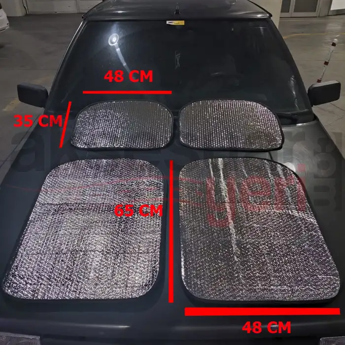 Metalize Güneşlik Dekor Paspas Araç İçi Güneşlik Paspas Seti
