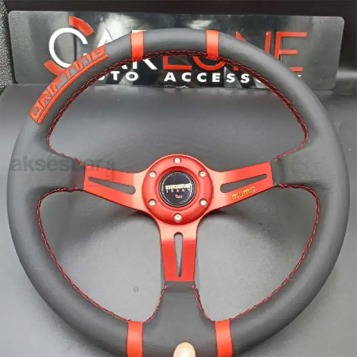 Momo Direksiyon Kırmızı İpli 35cm Ofsetli Model Deri Kaplama A+ Orjinal Ürün