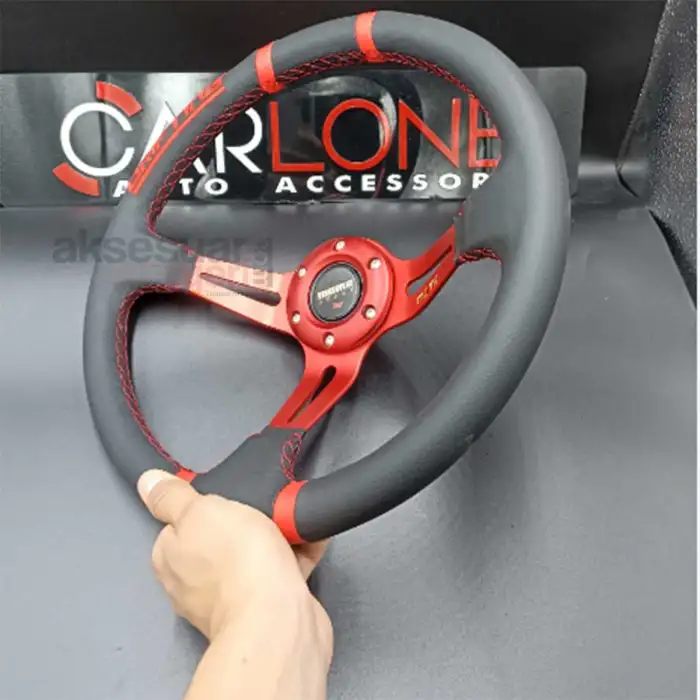 Momo Direksiyon Kırmızı İpli 35cm Ofsetli Model Deri Kaplama A+ Orjinal Ürün