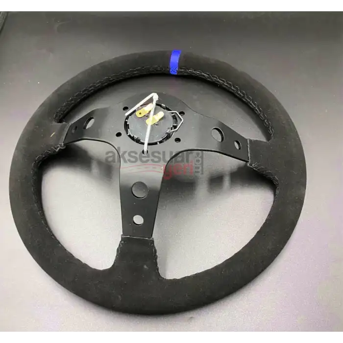 Momo Direksiyon Nubuk Süet 35cm Mavi Yüzüklü Ofsetli Model Deri Kaplama A+ Orjinal Ürün