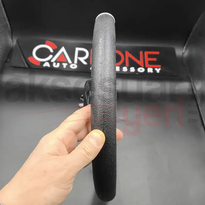 Momo Spor Direksiyon 32cm Yarıklı Beyaz Detaylı- Yarış Spor Direksiyonu