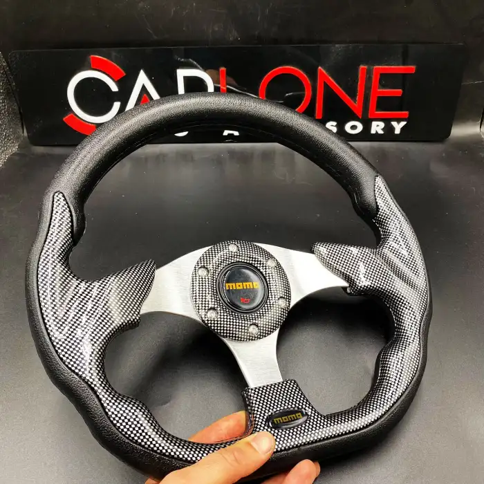 Momo Spor Direksiyon 32cm Karbon-Altı Kesikli Yarış Spor Direksiyonu