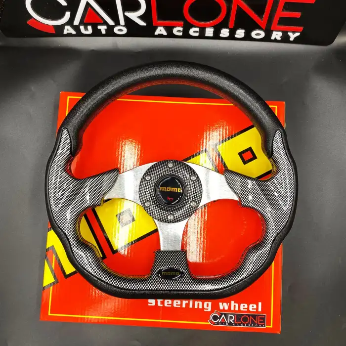 Momo Spor Direksiyon 32cm Karbon-Altı Kesikli Yarış Spor Direksiyonu