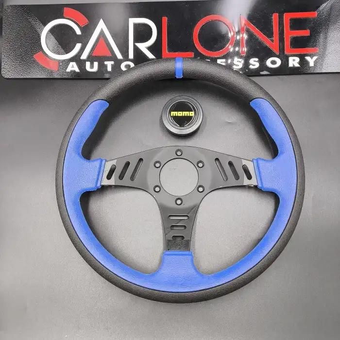 Momo Spor Direksiyon 32cm Mavi Siyah-Yarış Spor Direksiyonu