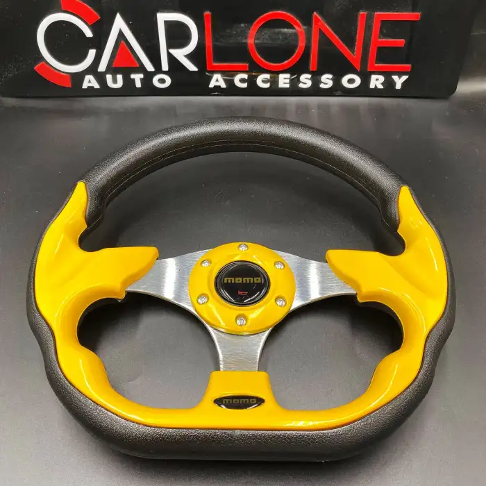 Momo Spor Direksiyon 32cm Sarı-Altı Kesikli Yarış Spor Direksiyonu