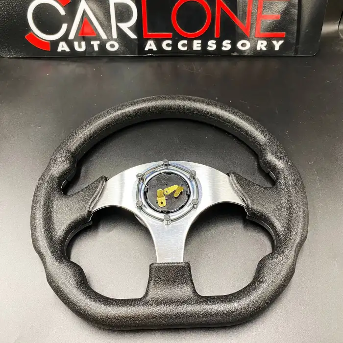 Momo Spor Direksiyon 32cm Siyah-Altı Kesikli Yarış Spor Direksiyonu