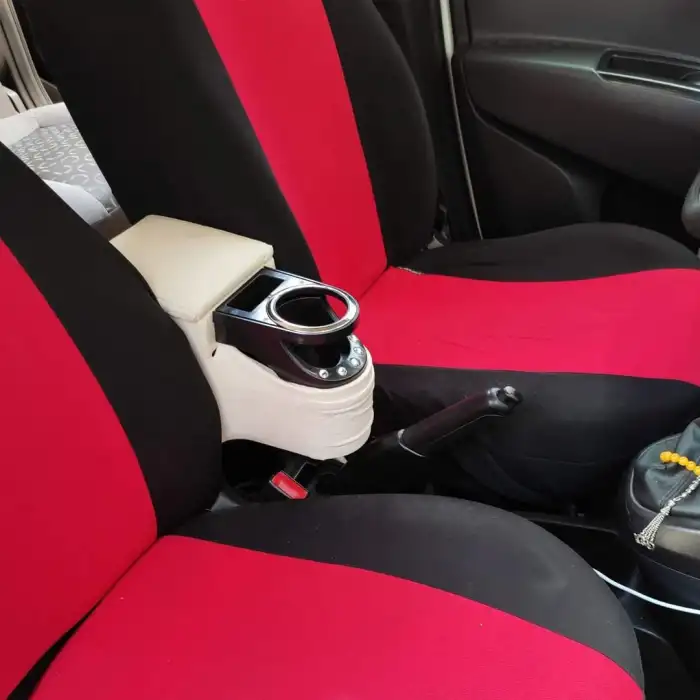 Montajsız Kolçak Vidasız Delmesiz Kol Dayama Bej Renk Deri Taşlı Bardaklı Saklama Hazneli -