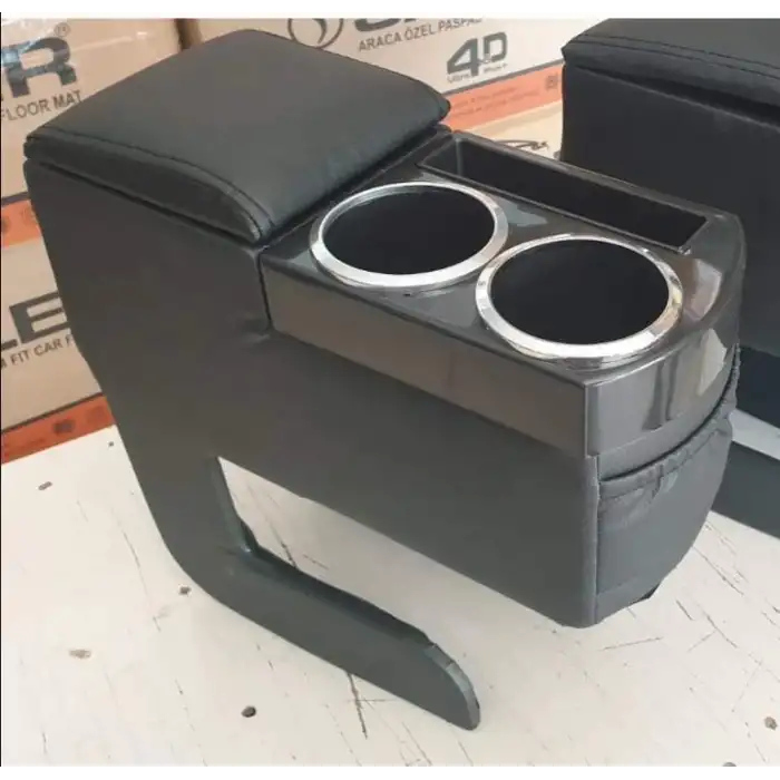 Montajsız Kolçak Vidasız Delmesiz Kol Dayama Deri Çift Bardaklı Saklama Hazneli -