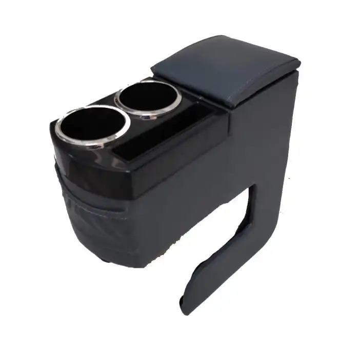 Montajsız Kolçak Vidasız Delmesiz Kol Dayama Gri Renk Deri Çift Bardaklı Saklama Hazneli -