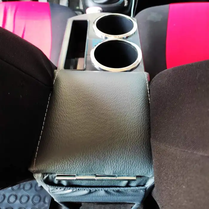 Montajsız Kolçak Vidasız Delmesiz Kol Dayama Gri Renk Deri Çift Bardaklı Saklama Hazneli -