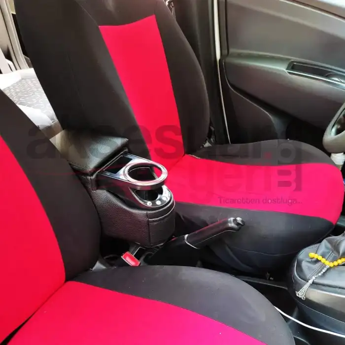 Montajsız Kolçak Vidasız Delmesiz Kol Dayama Siyah Renk Deri Taşlı Bardaklı Saklama Hazneli -