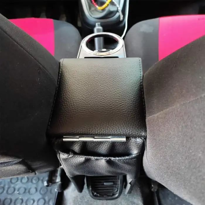 Montajsız Kolçak Vidasız Delmesiz Kol Dayama Siyah Renk Deri Taşlı Bardaklı Saklama Hazneli -