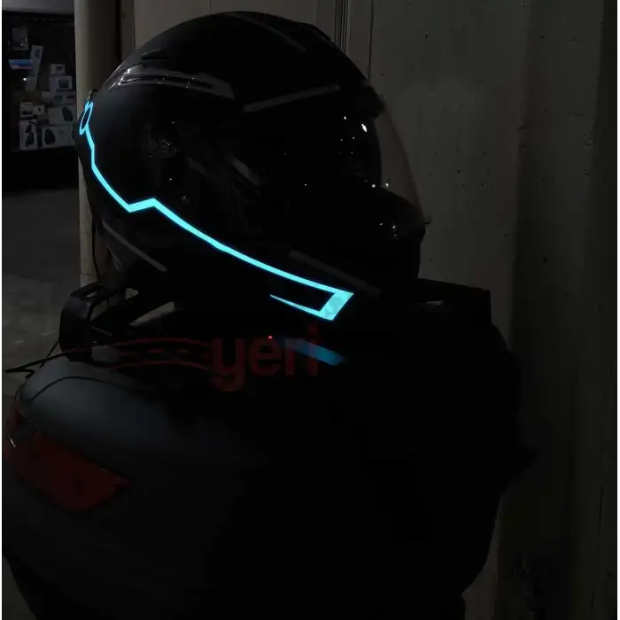 Motosiklet Kask Ledi Buz Mavi - 3 Farklı Mod - Motosiklet Renkli İkaz Ledi