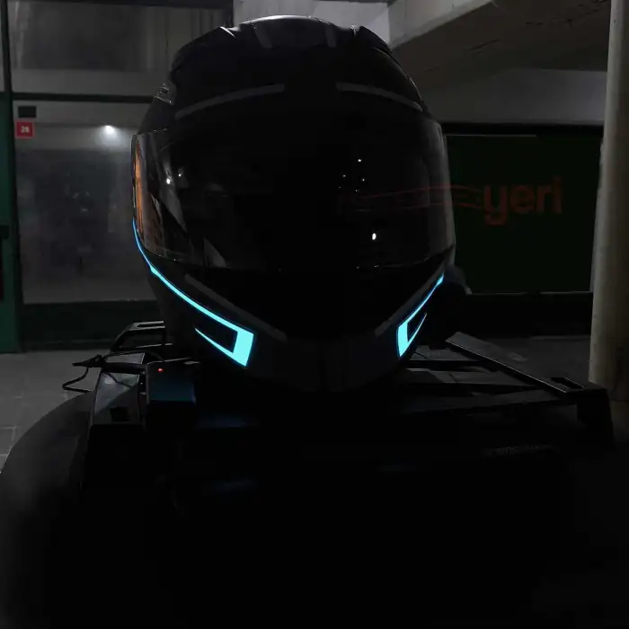 Motosiklet Kask Ledi Buz Mavi - 3 Farklı Mod - Motosiklet Renkli İkaz Ledi