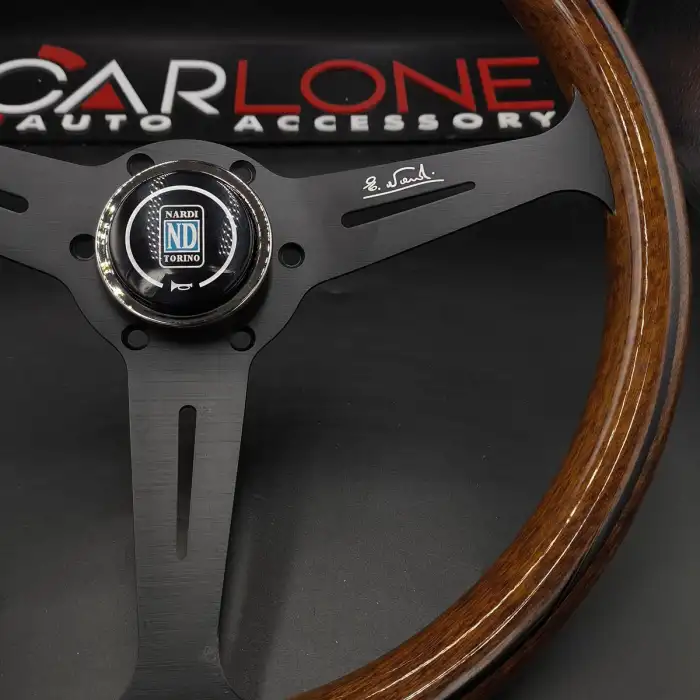 Nardi Ahşap Direksiyon 35cm-Siyah Mat Gövde-Ojinal 1. Sınıf Premium Direksiyon