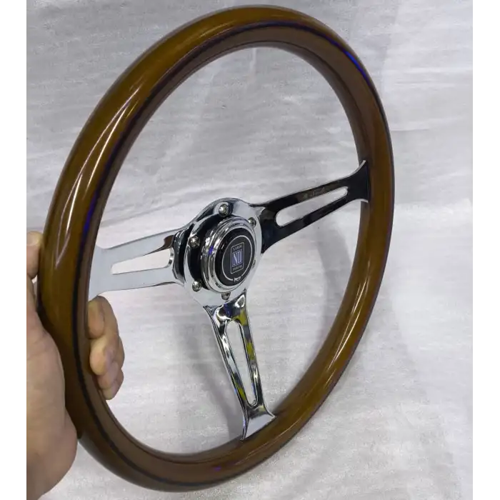 Ahşap Direksiyon Nardi 35cm-1. Sınıf Lüx Ahşap Direksiyon-Siyah Şeritli