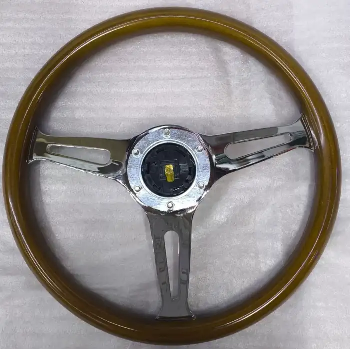 Ahşap Direksiyon Nardi 35cm-1. Sınıf Lüx Ahşap Direksiyon-Siyah Şeritli