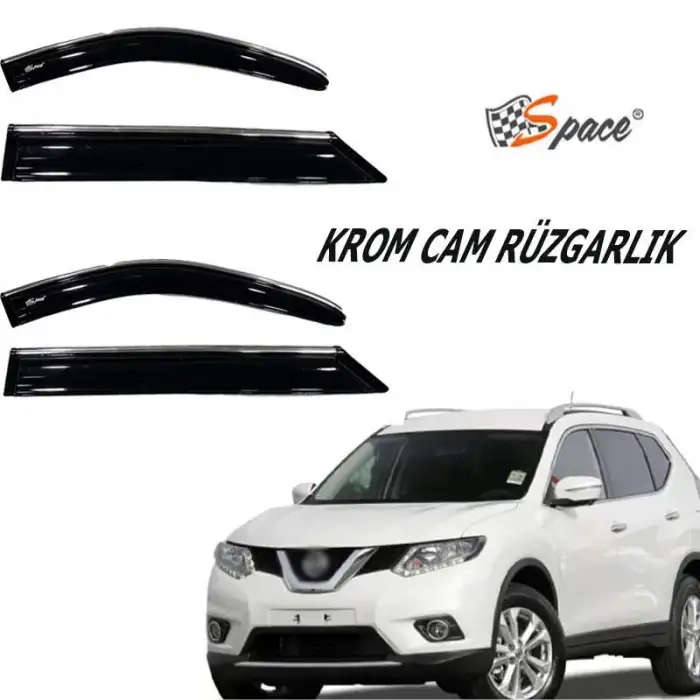 Nissan X-Trail 2014-2020 Kromlu Cam Rüzgarlığı A+ Yeni Dizayn