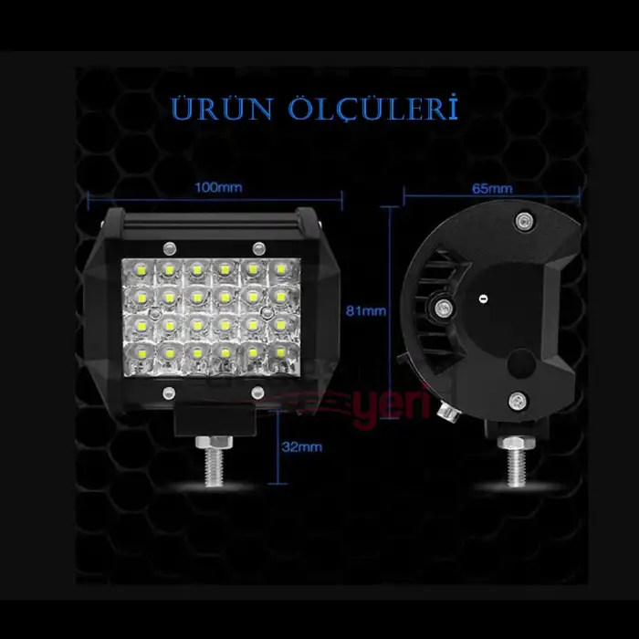 Offroad Sis Çalışma Lambası Beyaz Renk 24 Led 72W A+ İthal Ürün