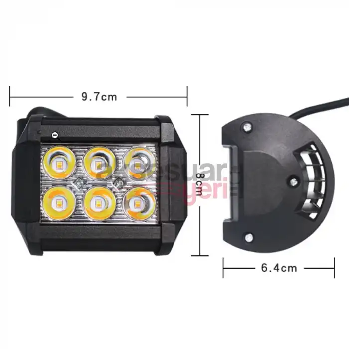 Offroad Sis Çalışma Lambası Turuncu Beyaz Cakar Modlu 12 Led 18W  A+ İthal Ürün