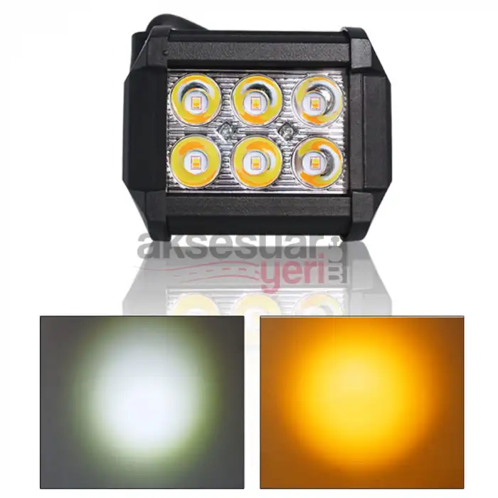 Offroad Sis Çalışma Lambası Turuncu Beyaz Cakar Modlu 12 Led 18W  A+ İthal Ürün