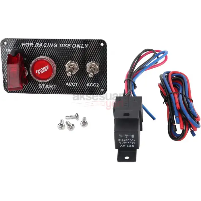 On - Off Start Stop Düğmesi Racing Şalteri Anahtarları Tam Set Full İçerik