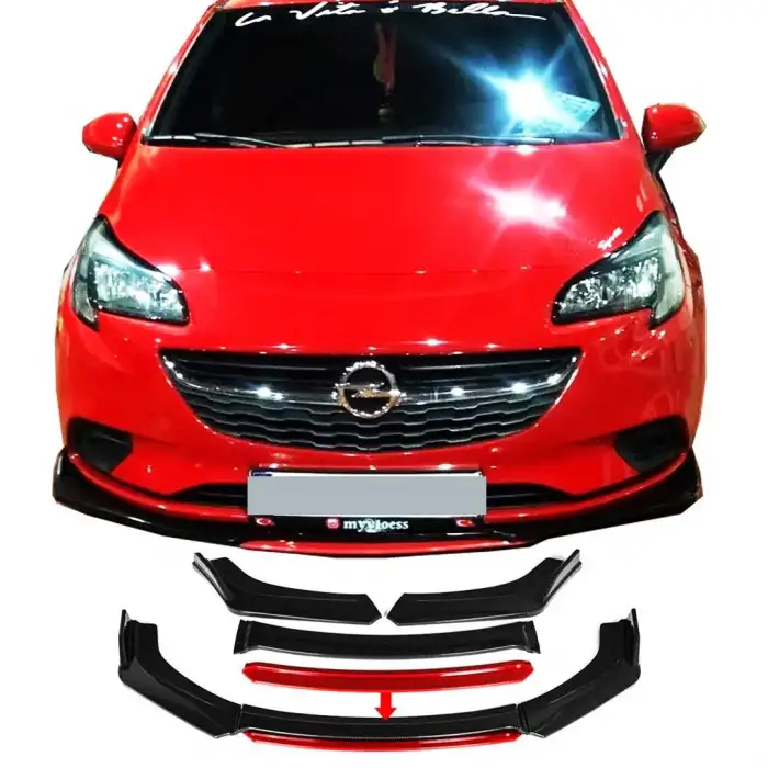 Opel Corsa Uyumlu Ön Lip kırmızı Renkli 4 Parça - A+ Ürün - Dayanıklı Malzeme