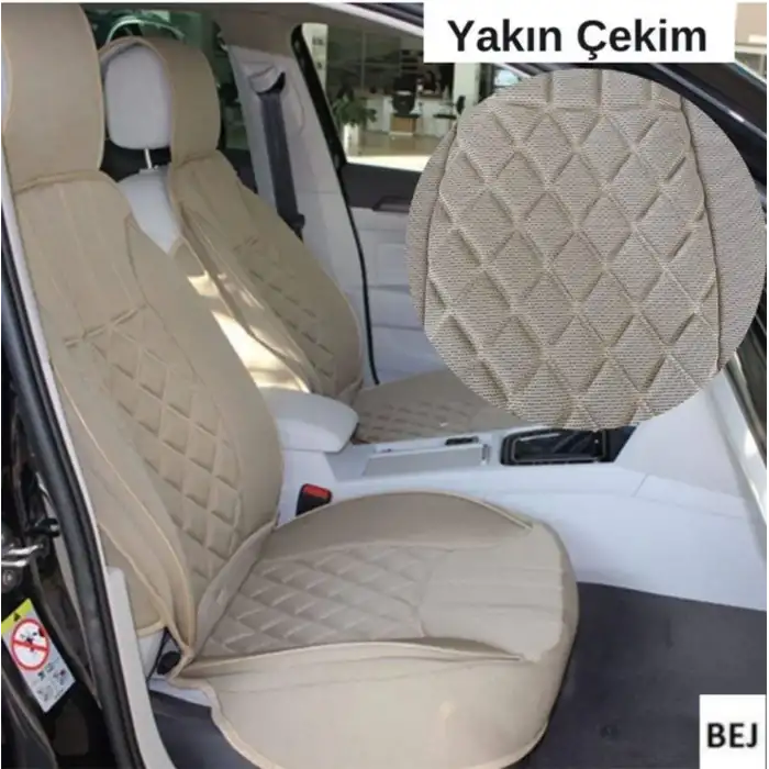 Oto Koltuk Minderi Full Set Takım-Bej Renk Takmatik Pratik