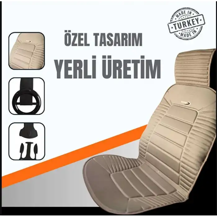Oto Koltuk Minderi Ortopedik Kalın Süngerli Ön 2 Koltuk Bej Renk Araç Koltuk Koruyucu Kılıf