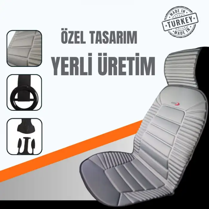 Oto Koltuk Minderi Ortopedik Kalın Süngerli Ön 2 Koltuk Gri Renk Araç Koltuk Koruyucu Kılıf