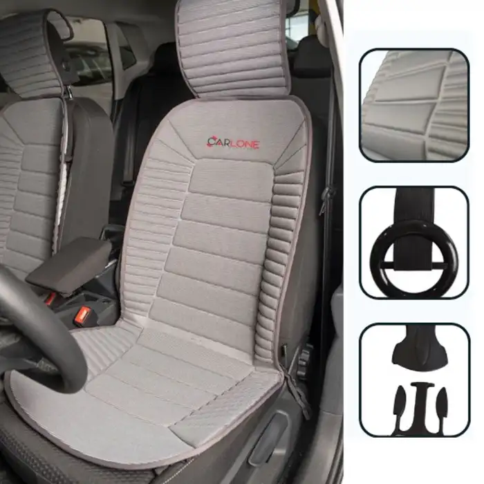 Oto Koltuk Minderi Ortopedik Kalın Süngerli Ön 2 Koltuk Gri Renk Araç Koltuk Koruyucu Kılıf