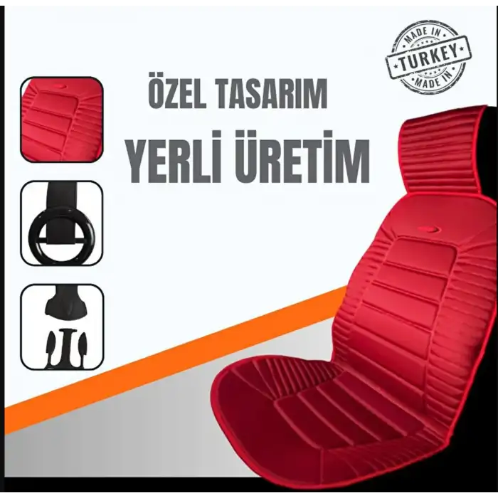 Oto Koltuk Minderi Ortopedik Kalın Süngerli Ön 2 Koltuk Kırmızı Renk Araç Koltuk Koruyucu Kılıf