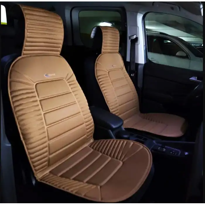 Oto Koltuk Minderi Ortopedik Kalın Süngerli Ön 2 Koltuk Taba Araç Koltuk Koruyucu Kılıf