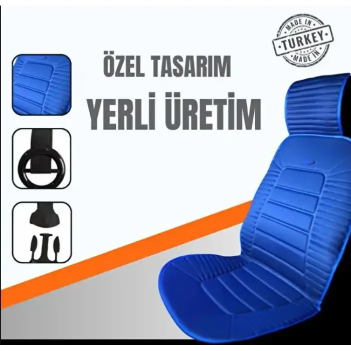 Oto Koltuk Minderi Ortopedik Kalın Süngerli Ön 2 Koltuk Mavi Renk Araç Koltuk Koruyucu Kılıf