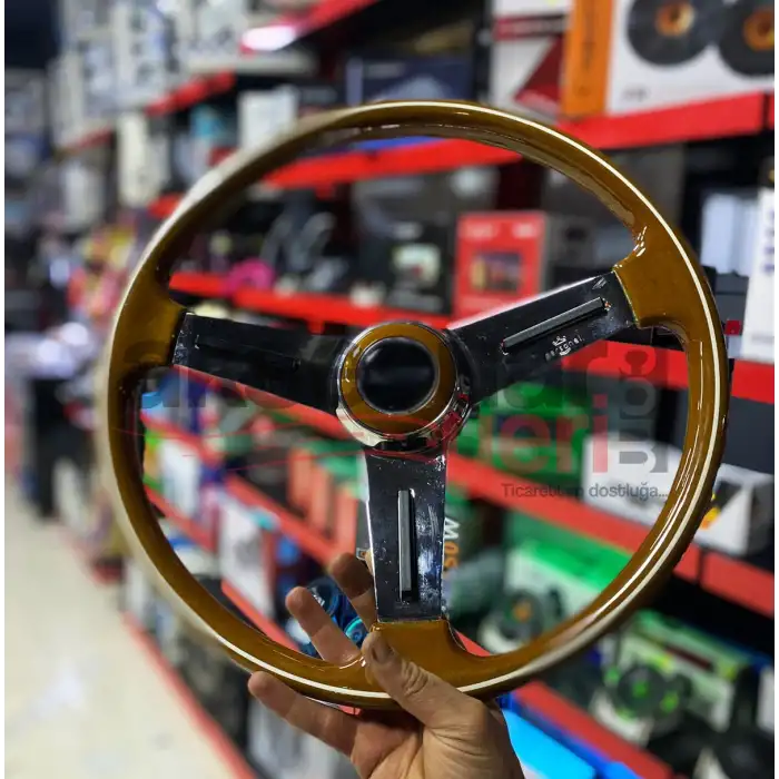 Personel Ahşap Vintage Retro 38cm Direksiyon- Etiketçilere Özel Şık Ahşap Direksiyon