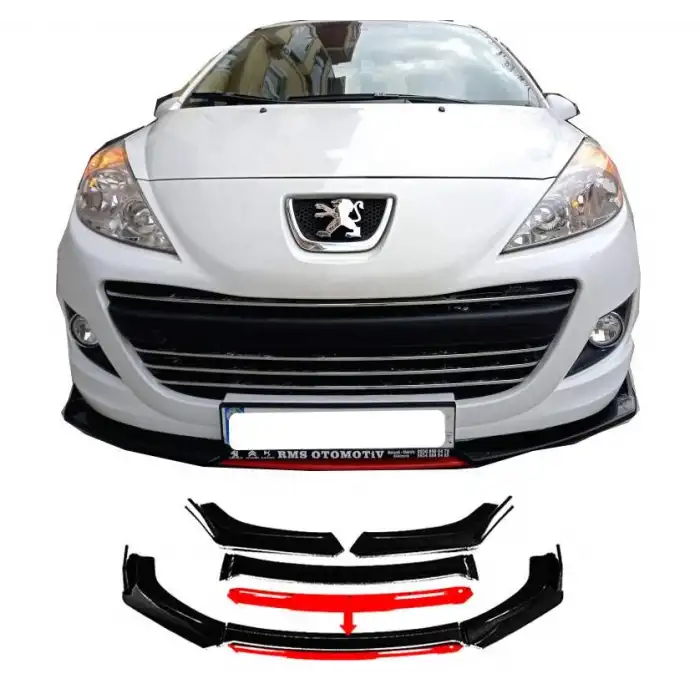 Renault Clio 5 Uyumlu Ön Lip kırmızı Renkli 4 Parça - A+ Ürün - Dayanıklı Malzeme