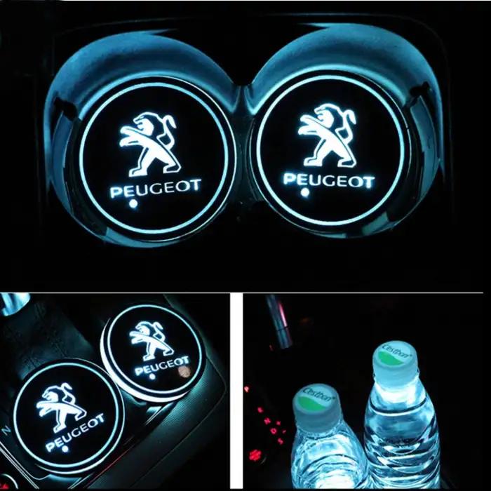 Peugeot Ledli Işıklı Bardaklık Altı - Usb Şarjlı - RGB Modlu -